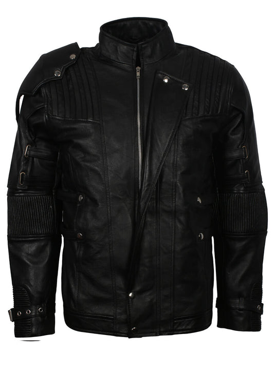 Harpoon Guardians Of The Galaxy Star Lord Inspired Black Leather Jacket - Chris Pratt Guardian of the Galaxy Vol 2 Style