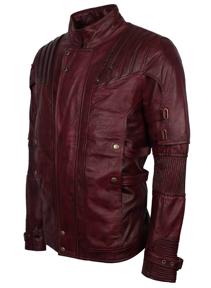 Harpoon Guardians Of The Galaxy Star Lord Inspired Maroon Leather Jacket
