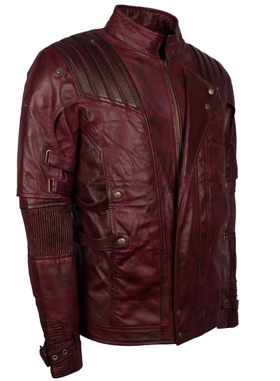 Harpoon Guardians Of The Galaxy Star Lord Inspired Maroon Leather Jacket