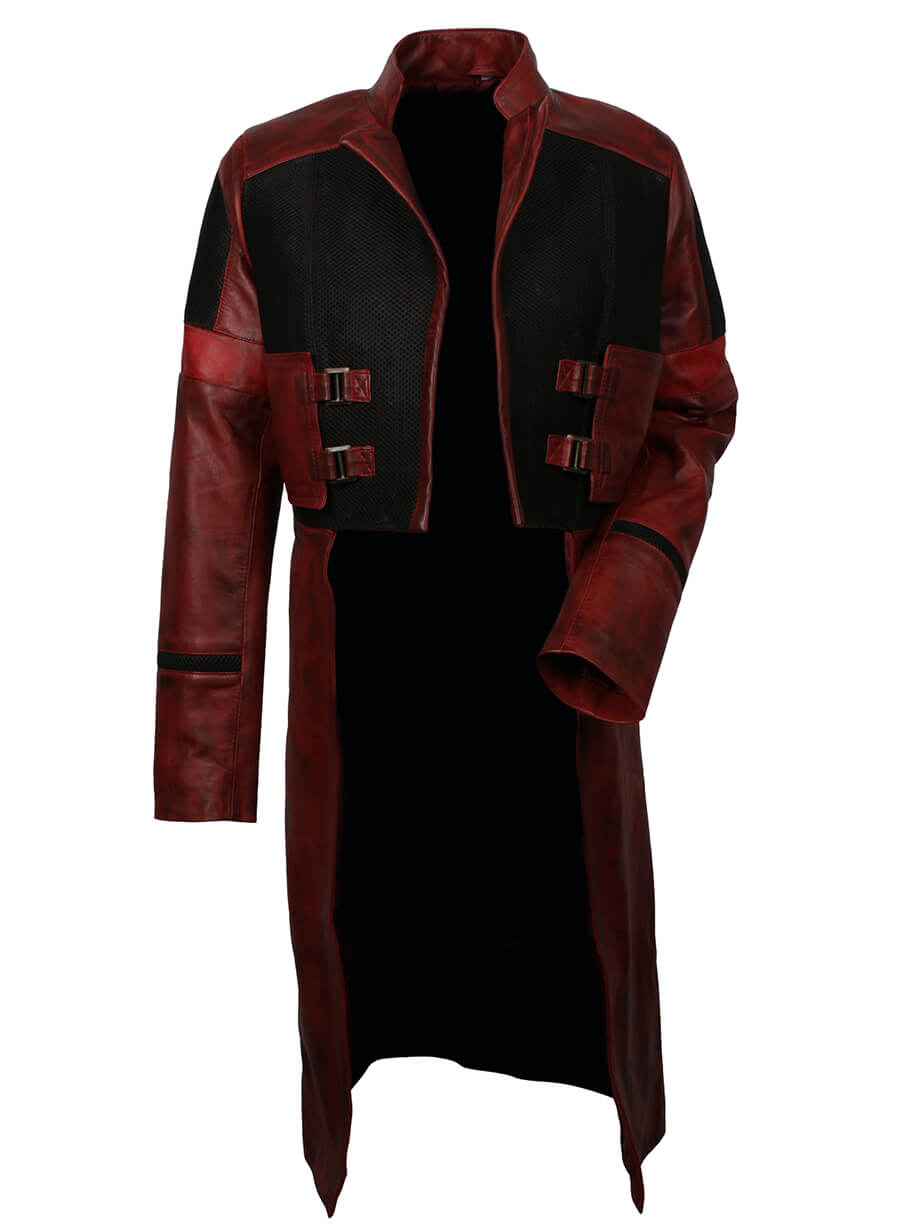 Harpoon Gamora Inspired Maroon & Black Faux leather/Genuine leather Coat - Guardian Of The Galaxy Vol 2 Style