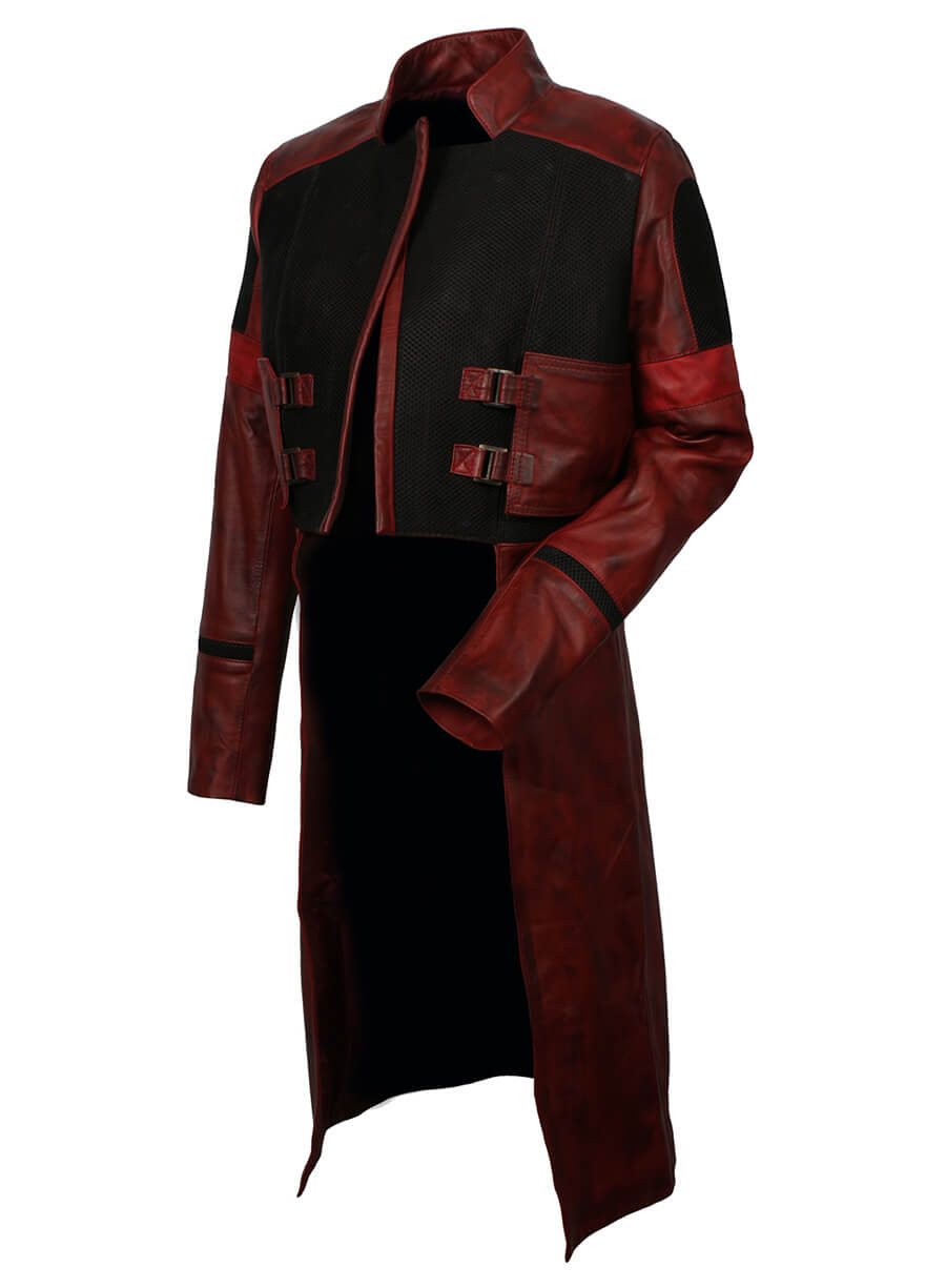 Harpoon Gamora Inspired Maroon & Black Faux leather/Genuine leather Coat - Guardian Of The Galaxy Vol 2 Style