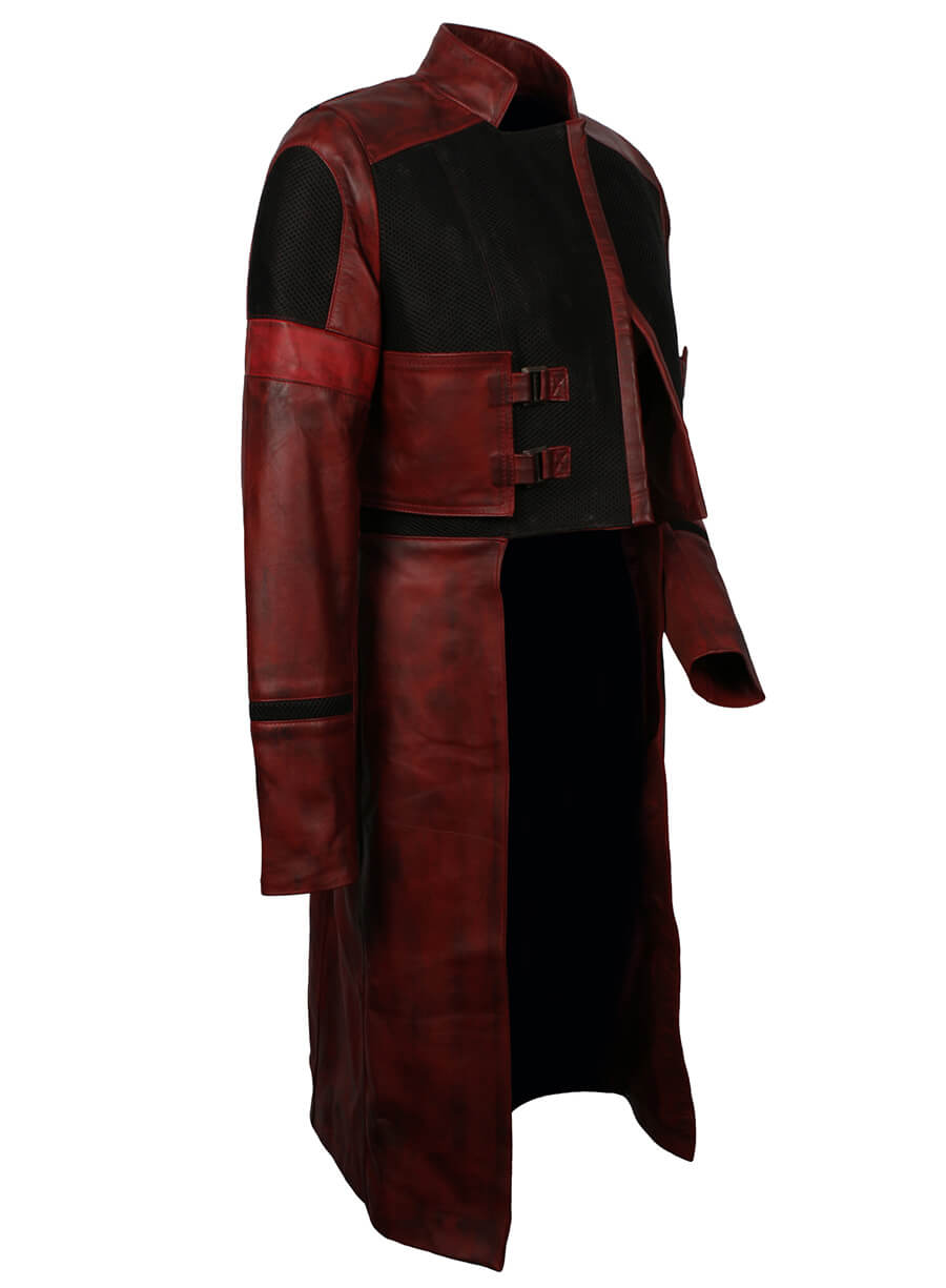 Harpoon Gamora Inspired Maroon & Black Faux leather/Genuine leather Coat - Guardian Of The Galaxy Vol 2 Style
