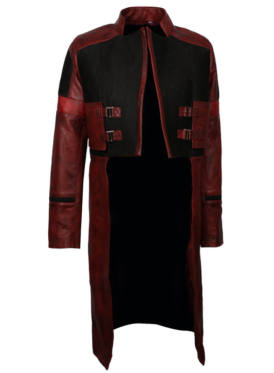 Harpoon Gamora Inspired Maroon & Black Faux leather/Genuine leather Coat - Guardian Of The Galaxy Vol 2 Style