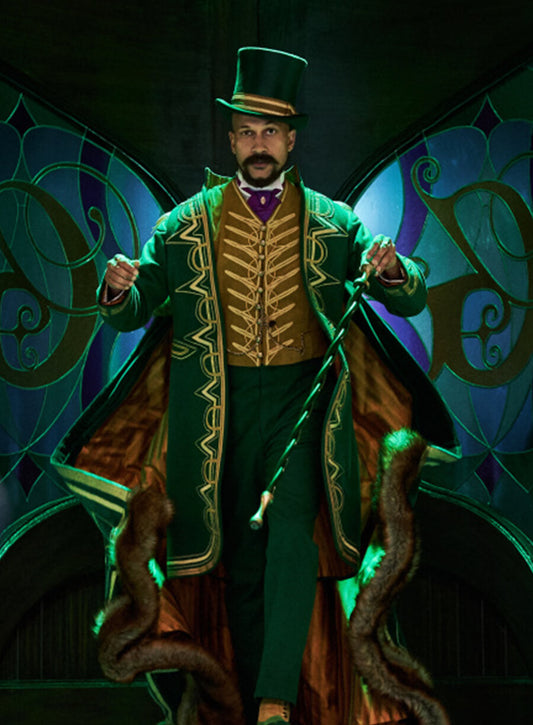 Harpoon Gustafson Inspired Green Wool Fabric Coat - Jingle Jangle: A Christmas Journey Style