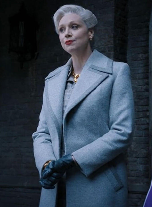 Harpoon Larissa Weems Inspired Grey Wool Fabric Coat - Wednesday Style