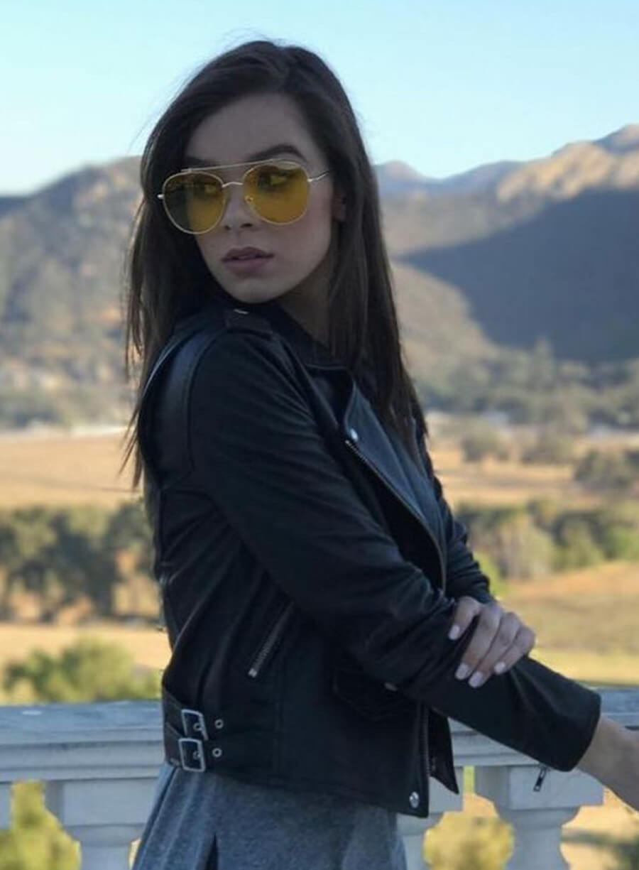Harpoon Hailee Steinfeld Inspired Black Biker Jacket
