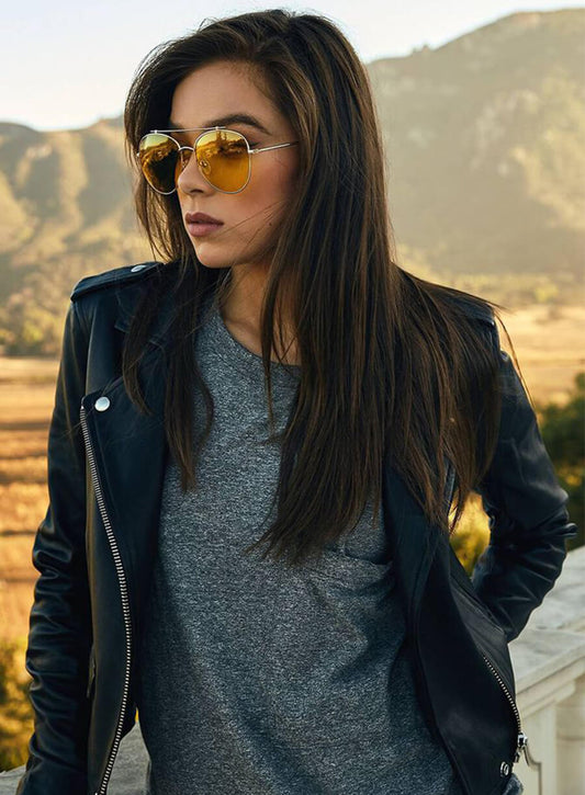 Harpoon Hailee Steinfeld Inspired Black Biker Jacket
