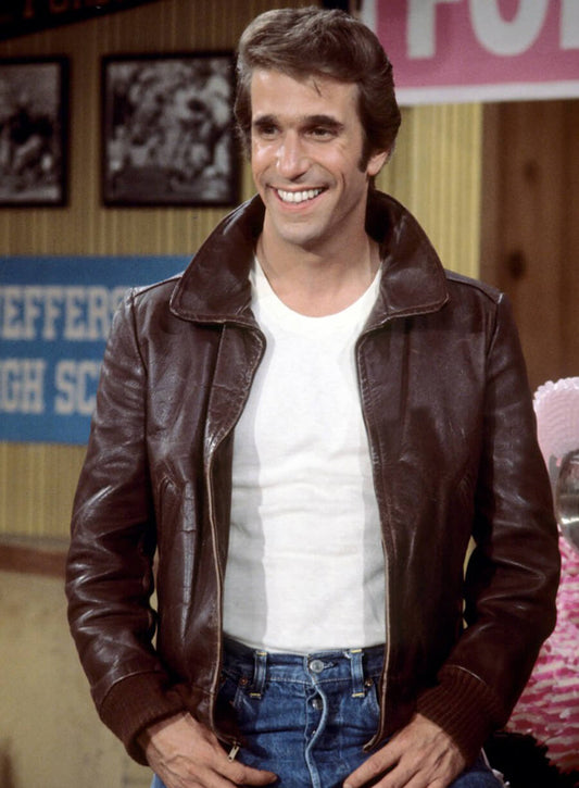 Harpoon Fronzie Inspired Brown Leather Jacket - Happy Days Style