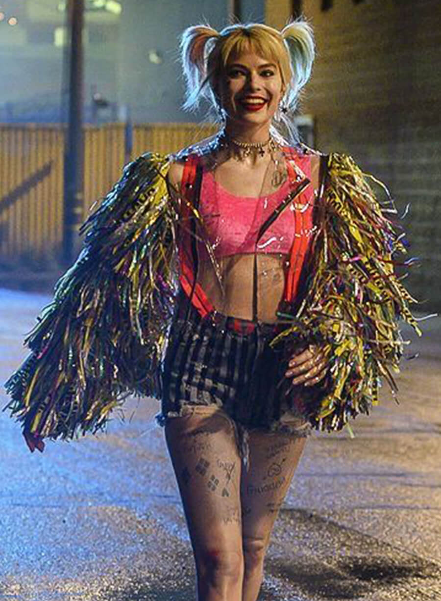 Harpoon Harley Quinn Inspired Multi-Color PVC Fabric Leather Jacket - Birds of Prey Style