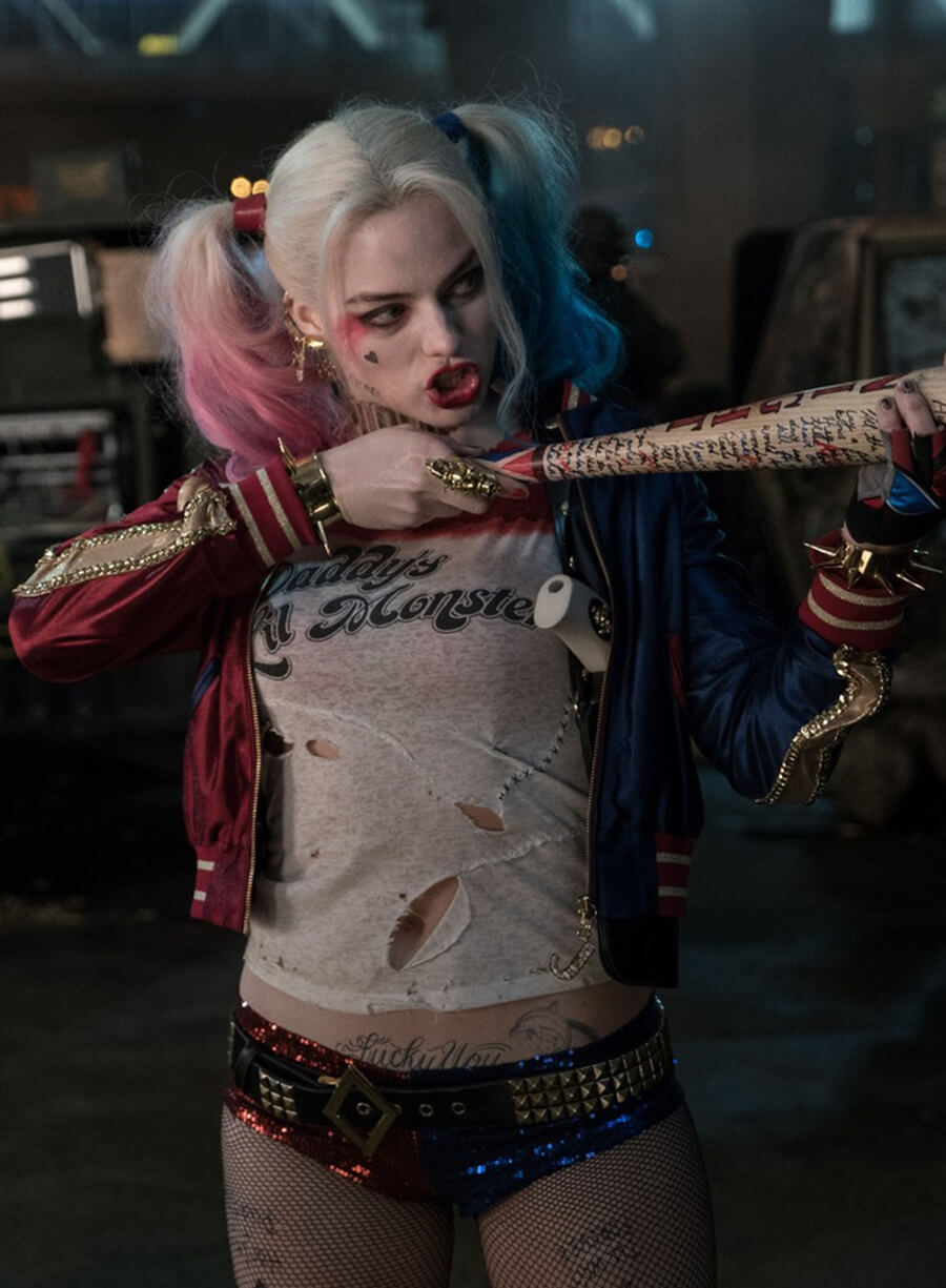 Harpoon Harley Quinn Inspired Blue & Red Satin Leather Jacket - The Suicide Squad Style