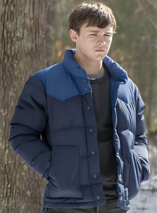 Harpoon Harrison Morgan Inspired Blue Parachute Fabric Leather Jacket - Dexter New Blood Style