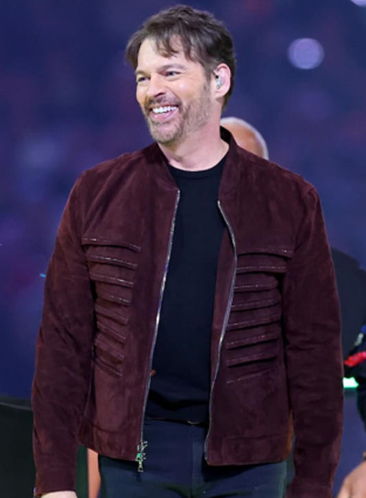 Harpoon Harry Connick Jr. Inspired Brown Leather Jacket - Super Bowl 2025 Style