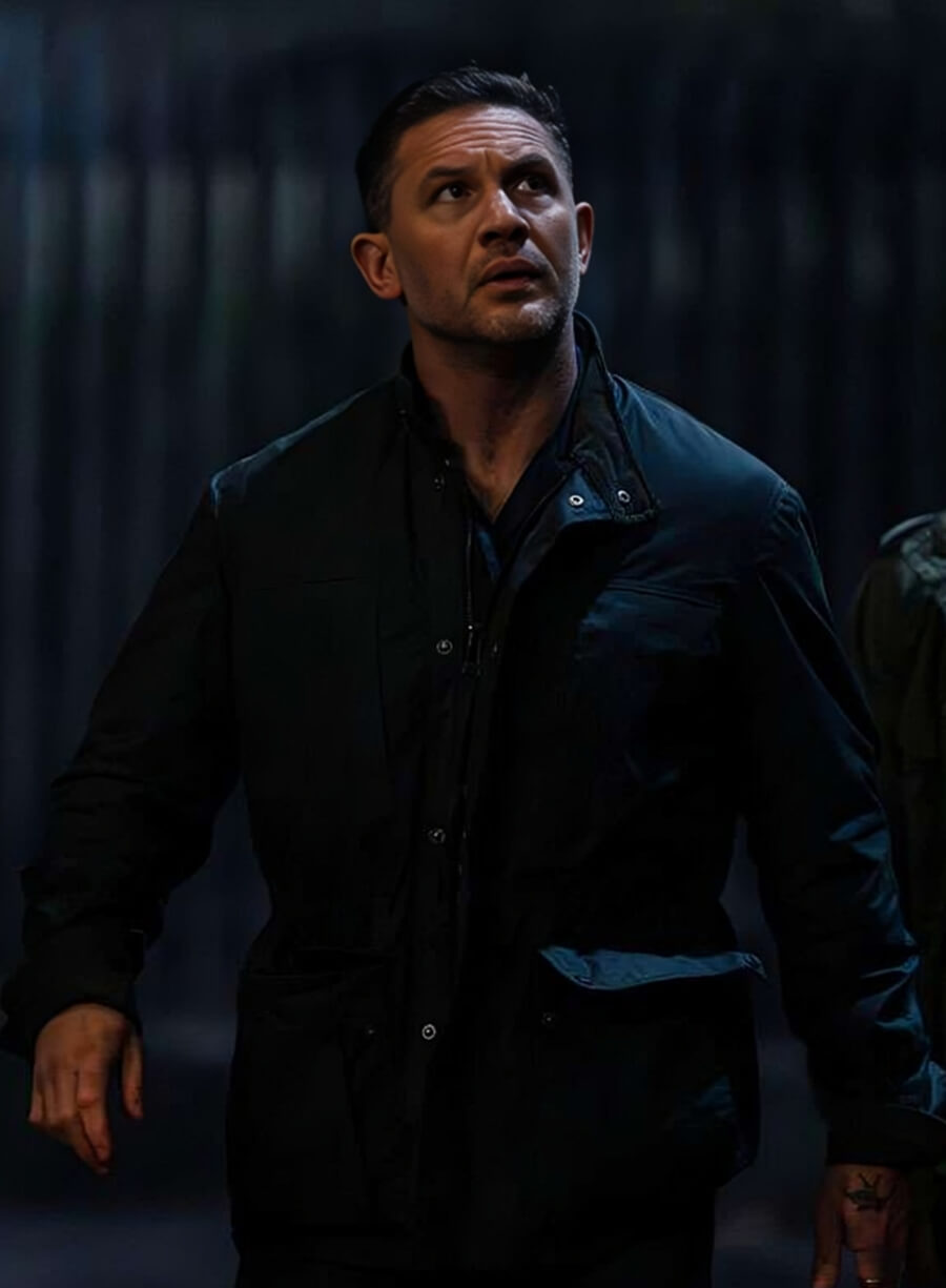 Harpoon Tom Hardy Inspired Black Fabric Leather Jacket - MobLand Tv Series Style