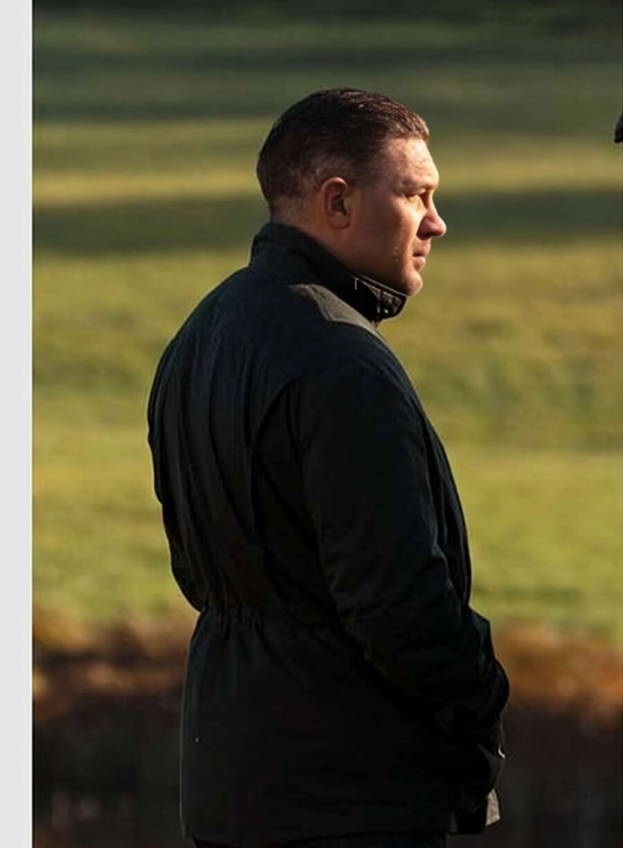 Harpoon Tom Hardy Inspired Black Fabric Leather Jacket - MobLand Tv Series Style