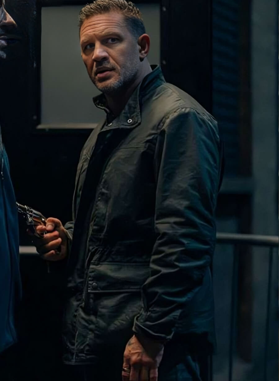 Harpoon Tom Hardy Inspired Black Fabric Leather Jacket - MobLand Tv Series Style