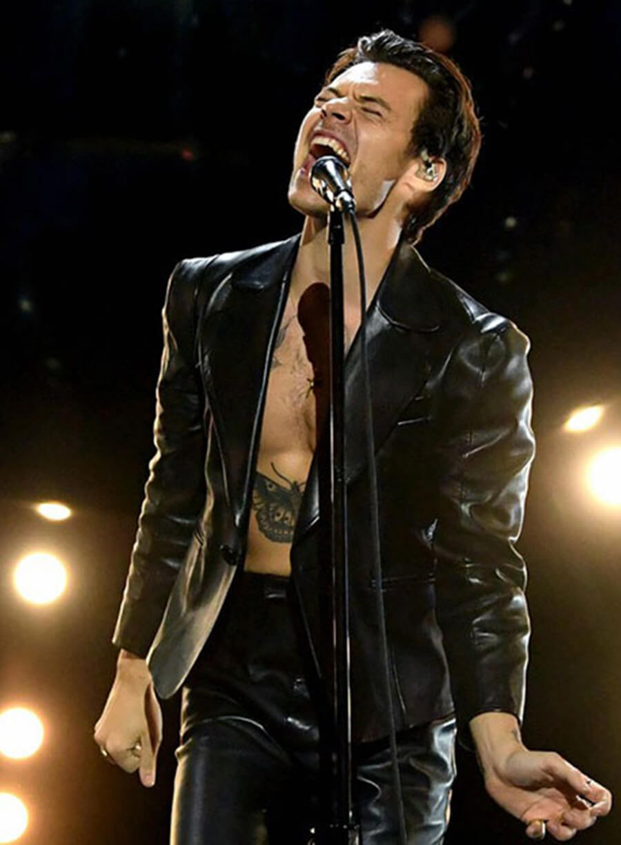Harpoon Harry Styles Blazer Inspired Black Real Leather Leather Jacket