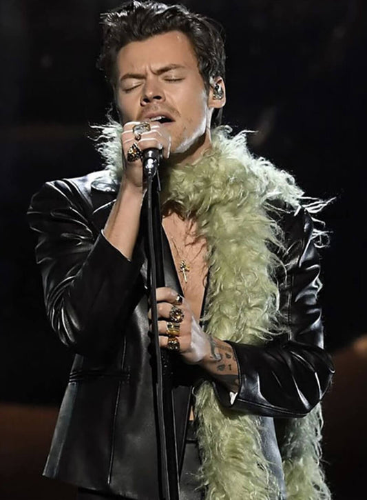 Harpoon Harry Styles Blazer Inspired Black Real Leather Leather Jacket