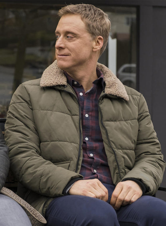 Harpoon Harry Vanderspeigle Inspired Green Fabric Leather Jacket - Resident Alien Style