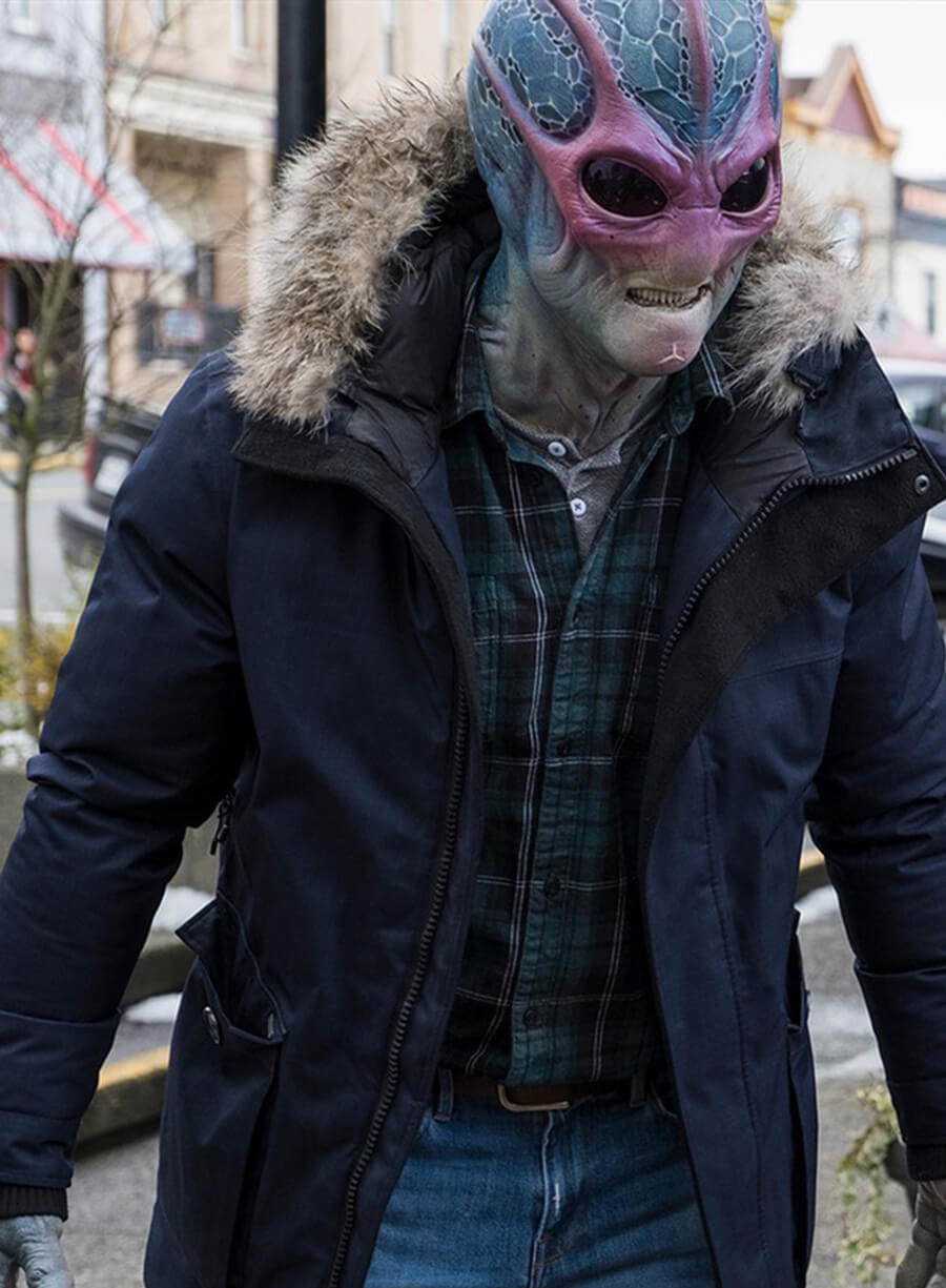 Harpoon Harry Vanderspeigle Inspired Blue Cotton Fabric Hooded Jacket - Resident Alien Style