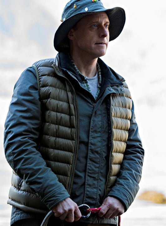 Harpoon Harry Vanderspeigle Inspired Green Parachute Fabric Leather Jacket - Resident Alien Style