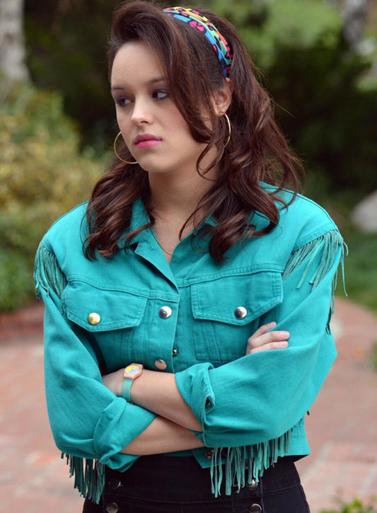 Harpoon Erica Goldberg Inspired Blue Fabric Leather Jacket - The Goldbergs Style