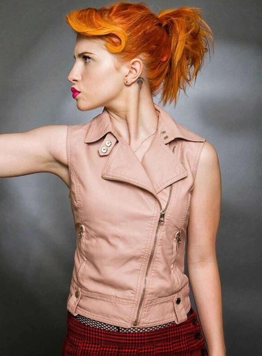 Harpoon Hayley Williams Pink Vest Inspired Blush Pink Leather Jacket