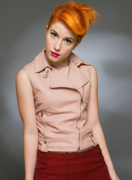 Harpoon Hayley Williams Pink Vest Inspired Blush Pink Leather Jacket