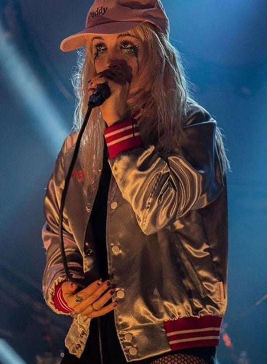Harpoon Hayley Williams Satin Inspired White Leather Jacket