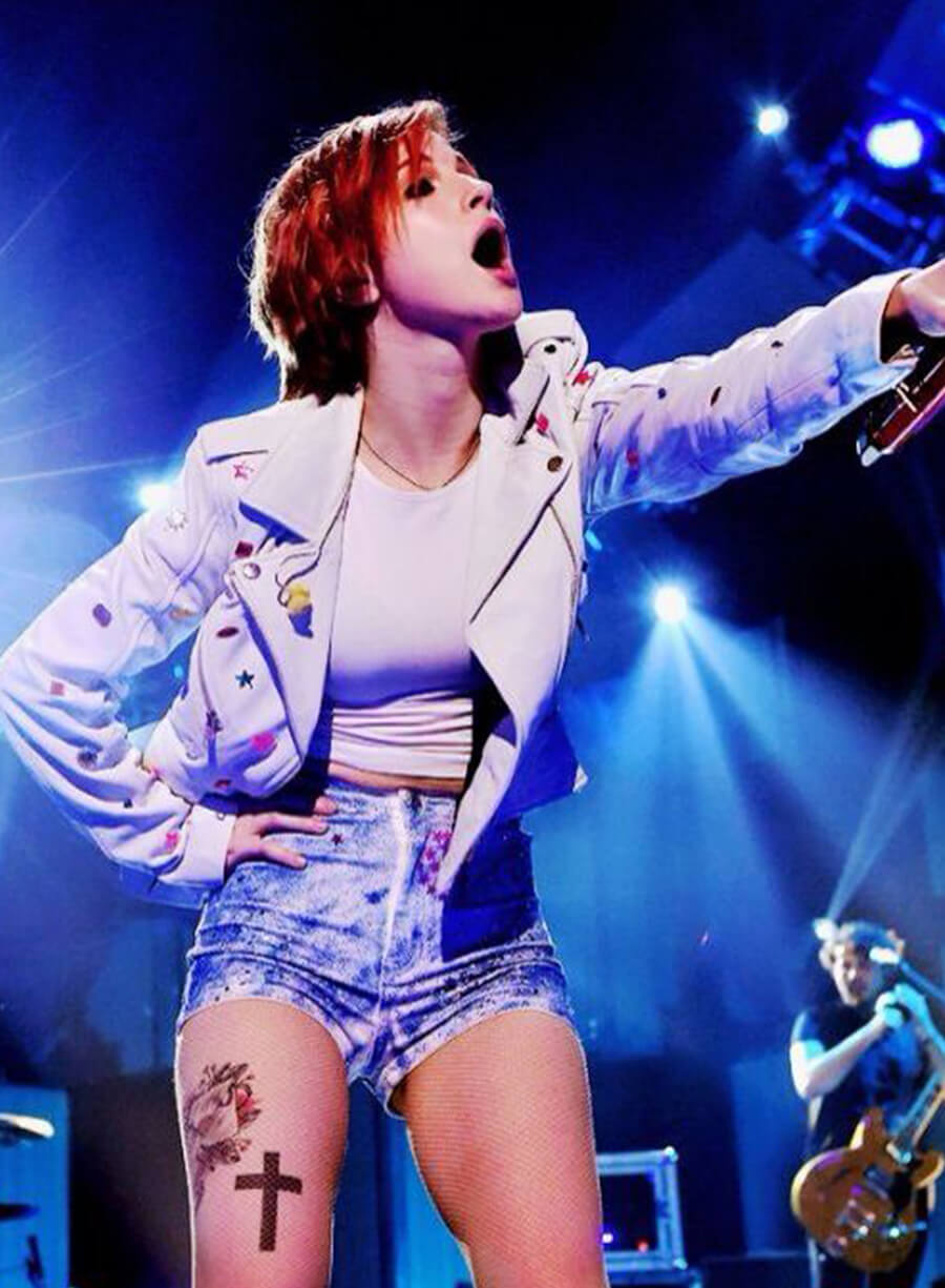 Harpoon Hayley Williams Inspired White Leather Jacket