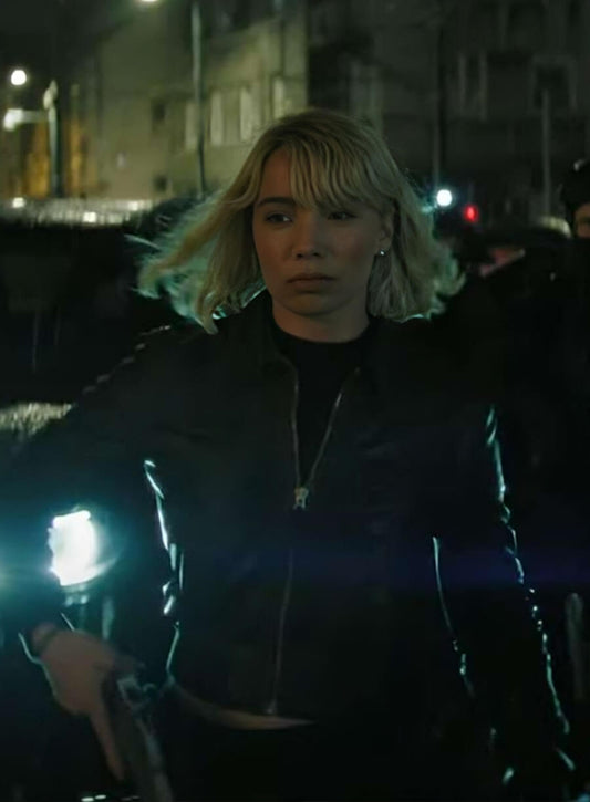 Harpoon Olga Inspired Black Leather Jacket - Heads of State 2025 Style