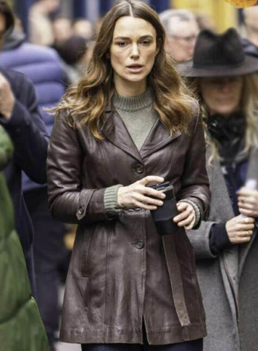 Harpoon Helen Webb Inspired Brown Real Leather Coat - Black Doves 2024 Style