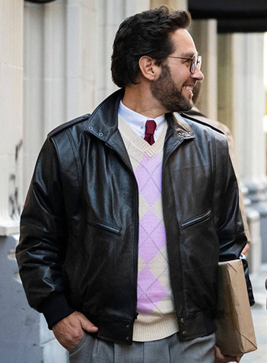 Harpoon Herschkopf Inspired Black Leather Jacket - The Shrink Next Door Style