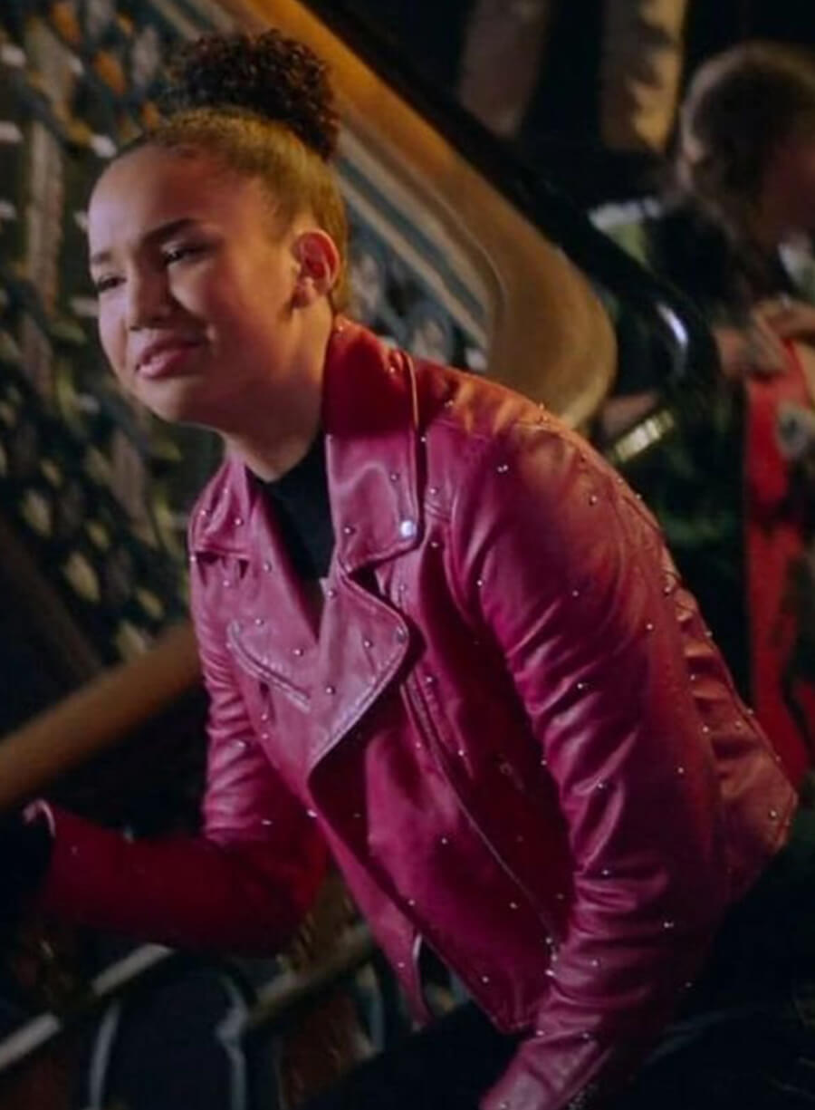 Harpoon Gina Inspired Pink Real Leather Leather Jacket - High School Musical The Series Style