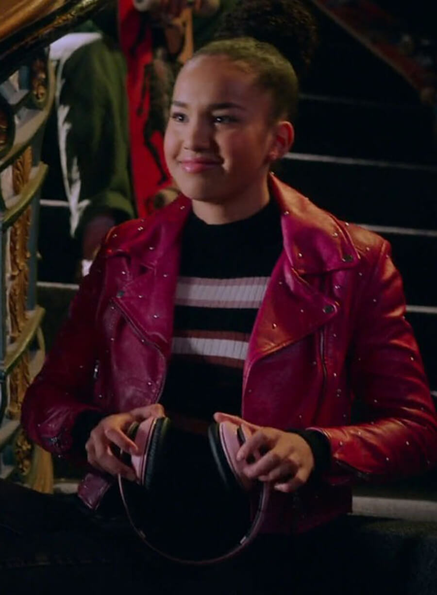 Harpoon Gina Inspired Pink Real Leather Leather Jacket - High School Musical The Series Style