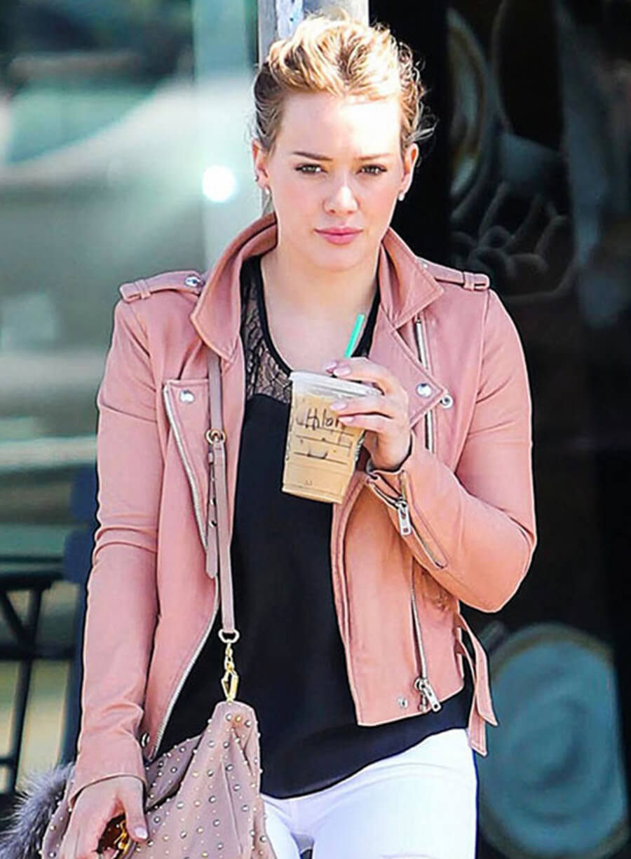 Harpoon Hilary Duff Pink Inspired Pink Leather Jacket