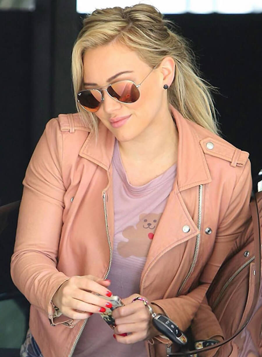 Harpoon Hilary Duff Pink Inspired Pink Leather Jacket
