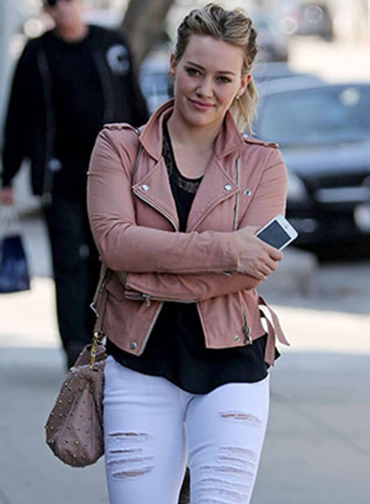 Harpoon Hilary Duff Pink Inspired Pink Leather Jacket