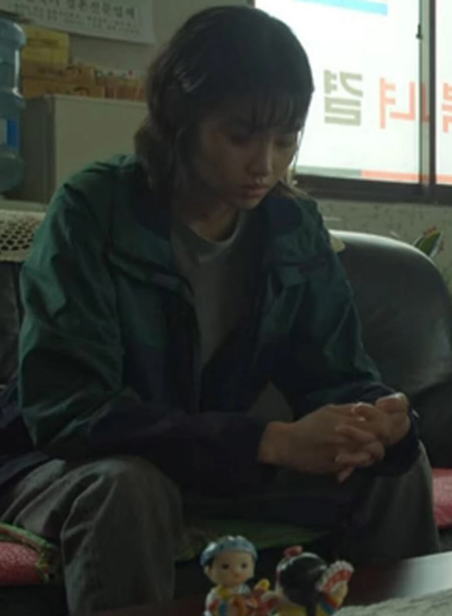 Harpoon Jung Ho-yeon Inspired Blue and Green Cotton Fabric Cotton Jacket - Squid Game 2021 Style
