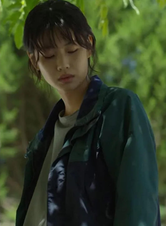 Harpoon Jung Ho-yeon Inspired Blue and Green Cotton Fabric Cotton Jacket - Squid Game 2021 Style