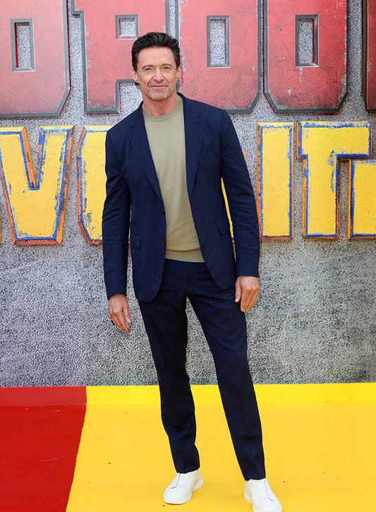 Harpoon Hugh Jackman Inspired Blue Suiting Fabric Leather Jacket - Deadpool & Wolverine Premiere Style