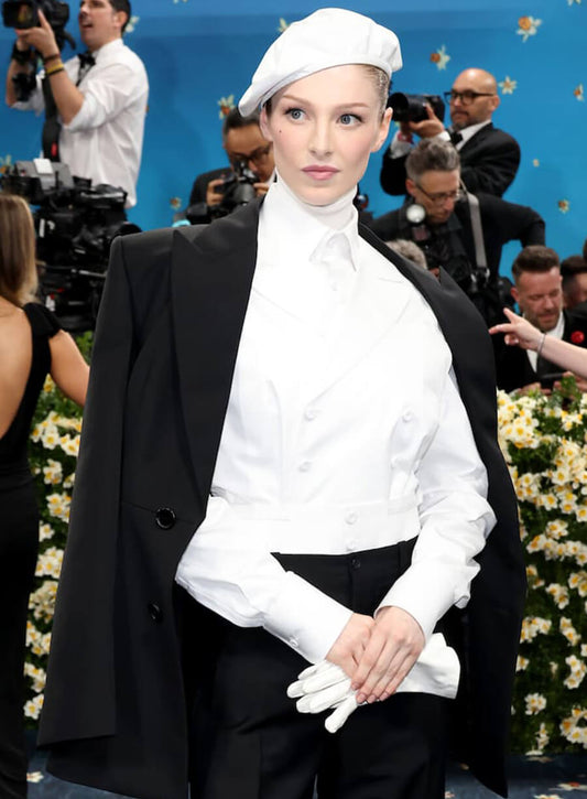 Harpoon Hunter Schafer Inspired Black Suiting Fabric Coat - Met Gala 2025 Style