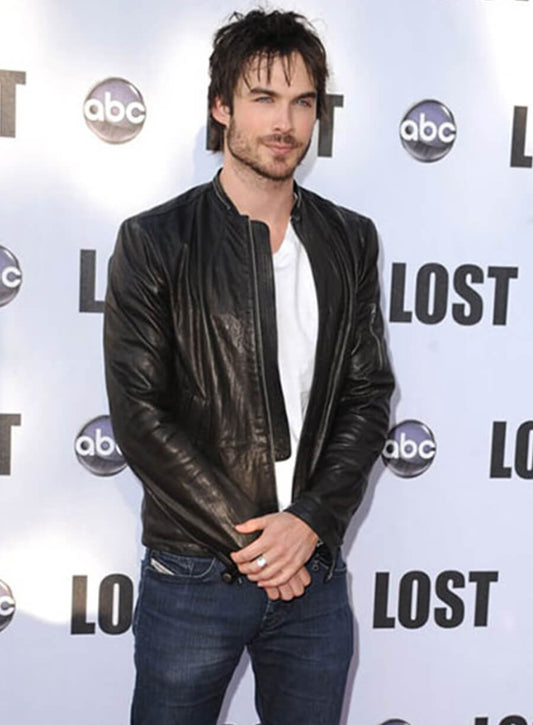 Harpoon Ian Somerhalder Inspired Black Leather Jacket