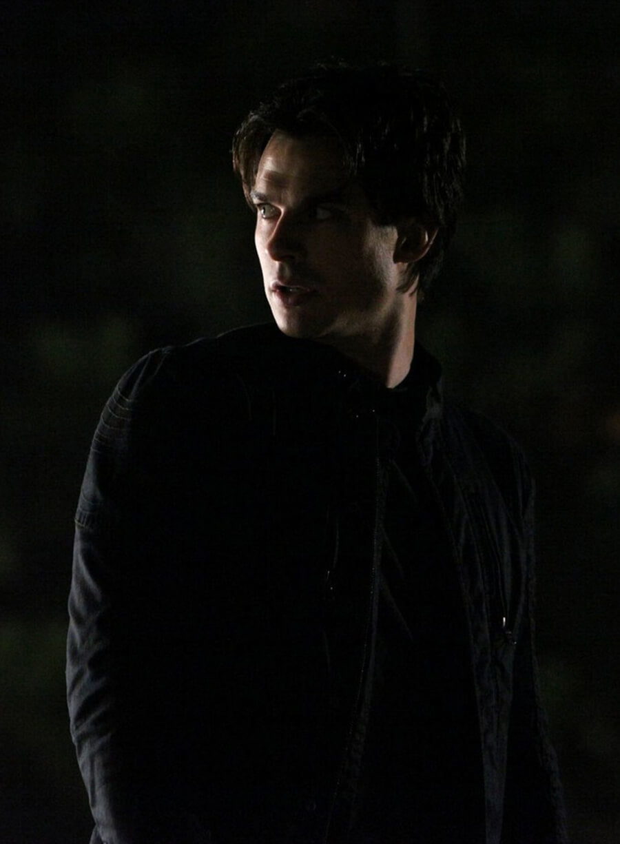 Harpoon Damon Salvatore Inspired Black Leather Jacket - Vampire Diaries S02 Style