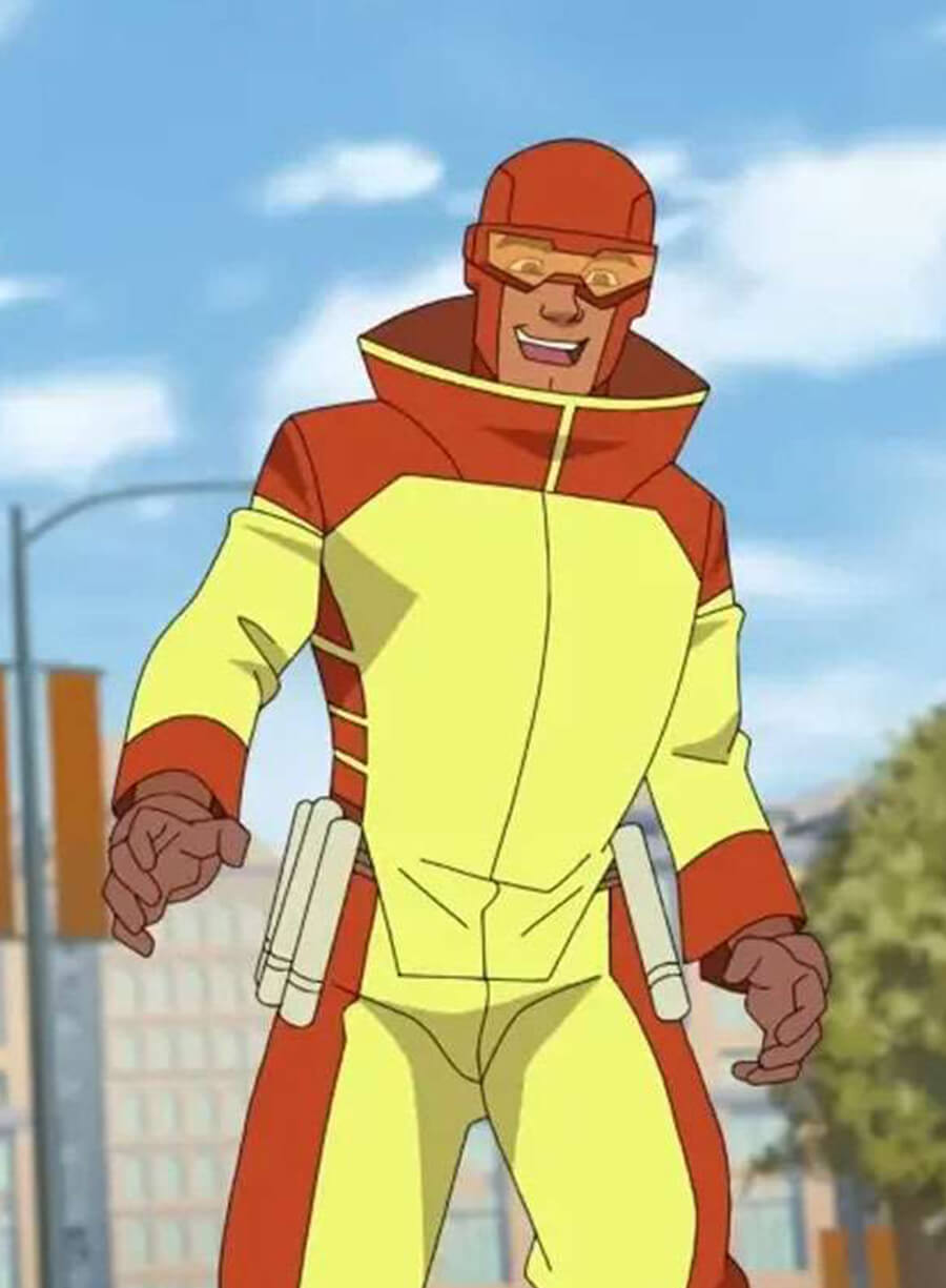 Harpoon Rex Splode Inspired Red and Yellow Fabric Costume Jacket - Invincible Style
