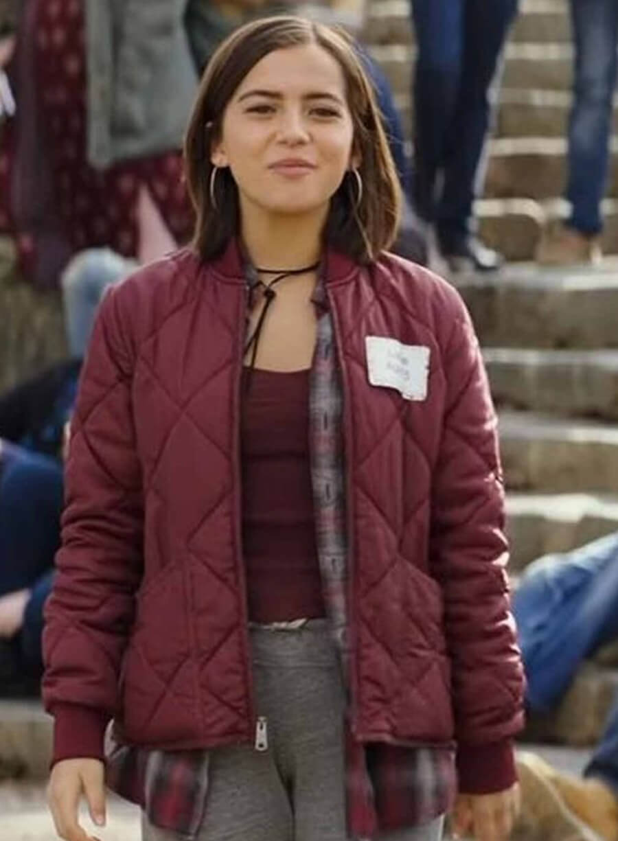 Harpoon lizzy Inspired Red P arachute Fabric Leather Jacket - Instant Family Style