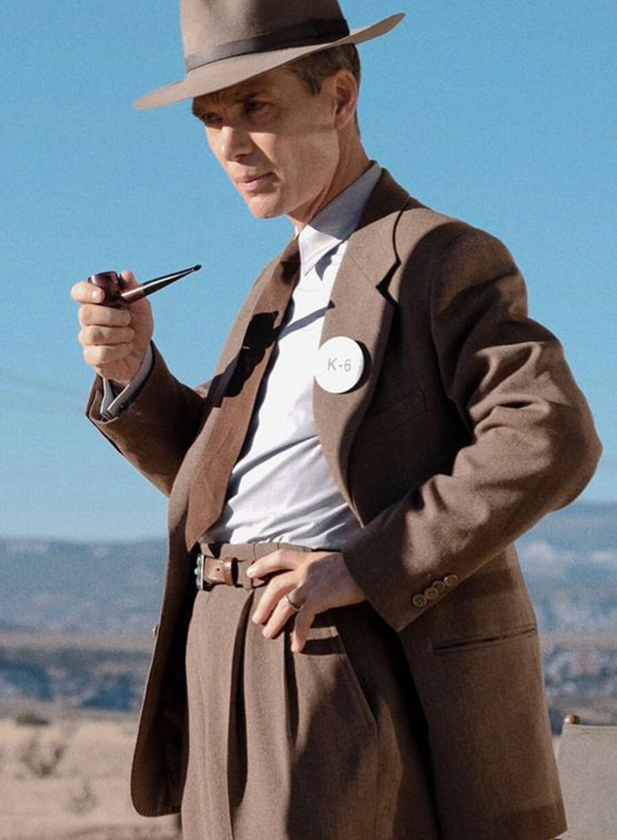 Harpoon Cillian Murphy Inspired Beige Leather Jacket - Oppenheimer Style