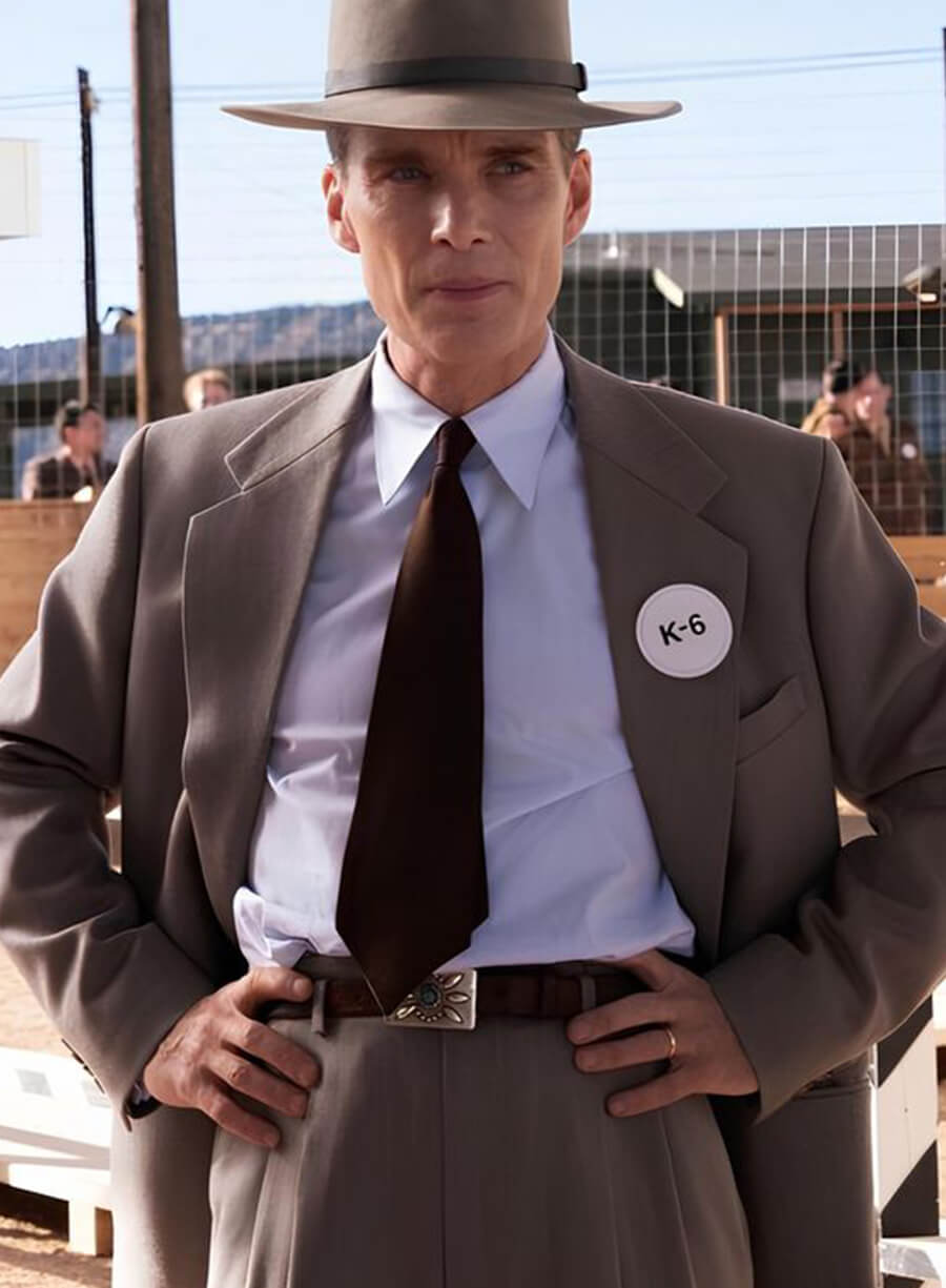 Harpoon Cillian Murphy Inspired Beige Leather Jacket - Oppenheimer Style