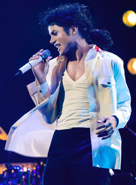 Harpoon Michael Jackson Inspired White Cotton Fabric Cotton Jacket - Michael 2025 Style