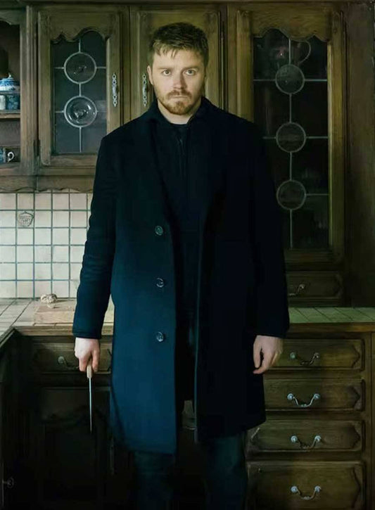 Harpoon River Cartwright Inspired Black Wool Fabric Coat - Slow Horses S04 Style