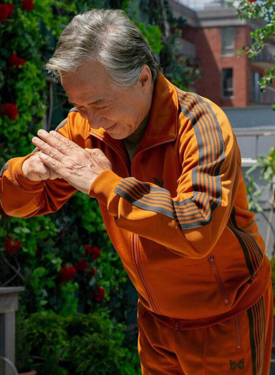 Harpoon Mr. Han Inspired Brown Polyester Fabric Leather Jacket - Karate Kid: Legends 2025 Style